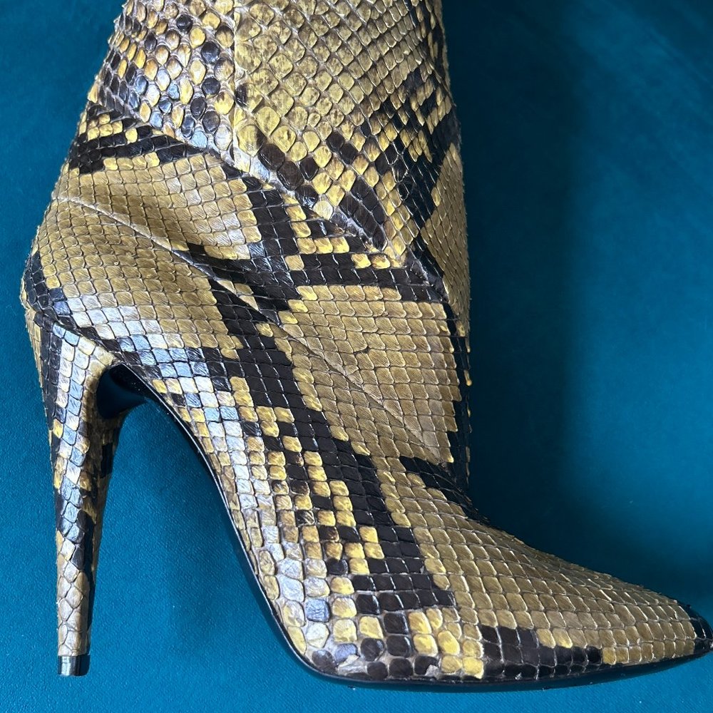 Saint Laurent Abbey Boots In Beige Python - image 2